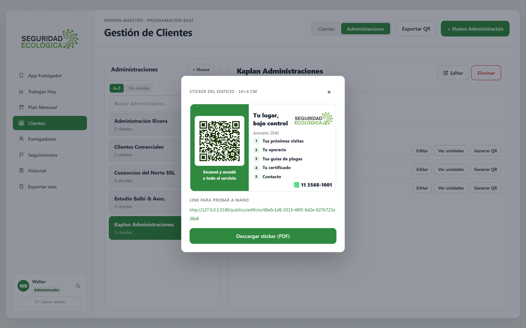 Sticker con QR del edificio