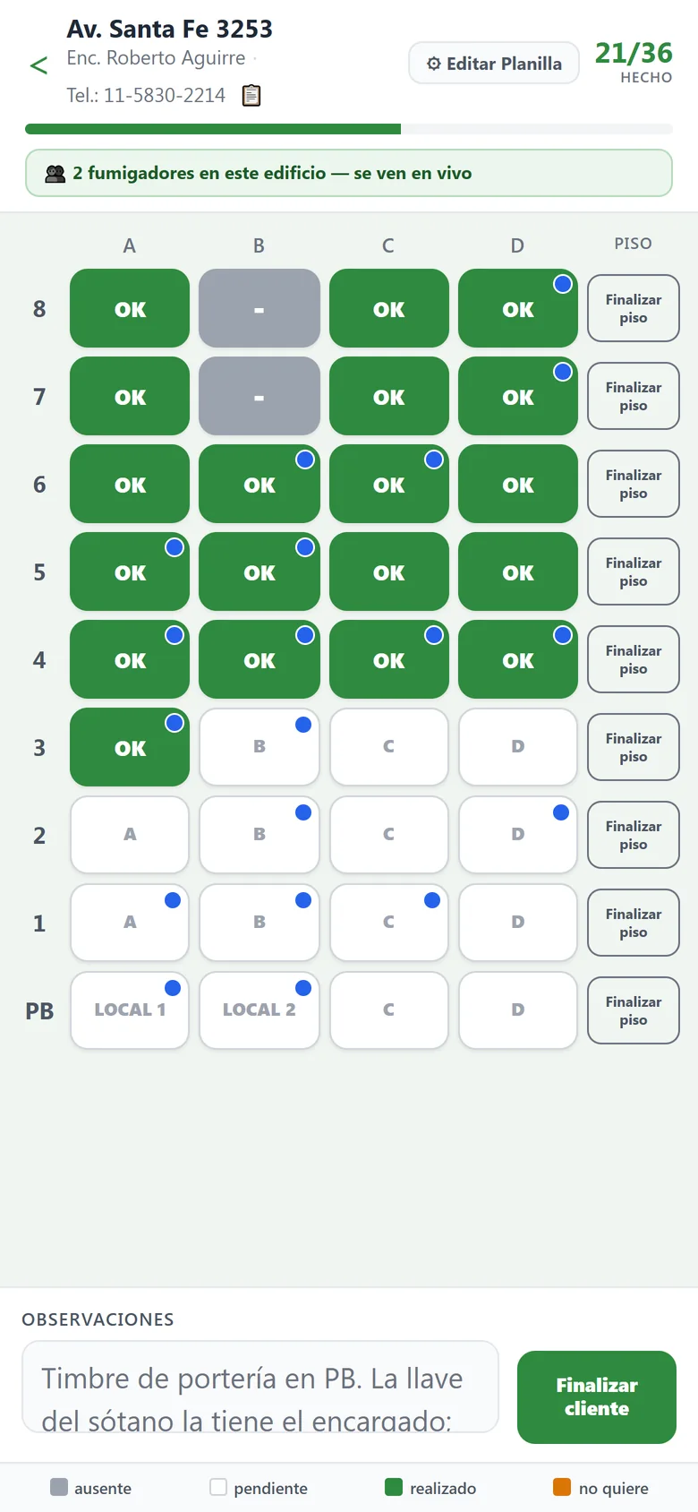 Celular del operario: el edificio en curso