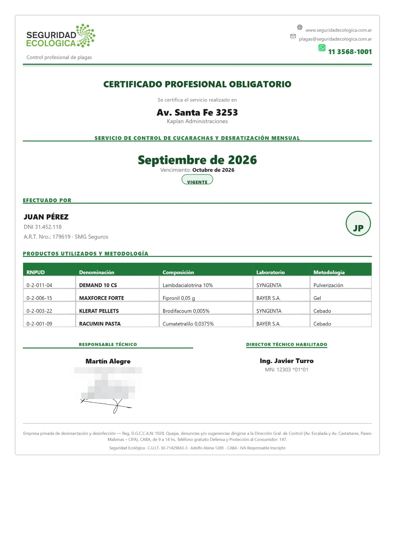 Certificado profesional obligatorio del edificio