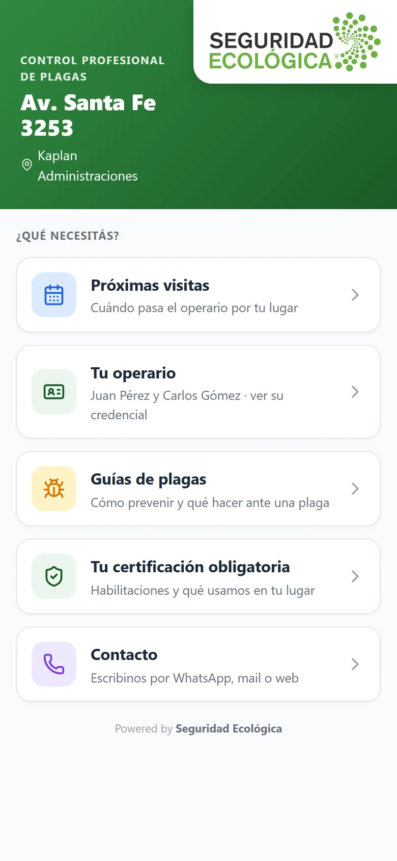 Página del edificio a la que lleva el QR